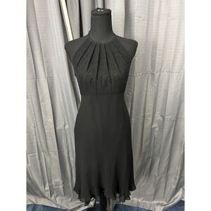 VTG‎ Y2K Nine West Silk Beaded Halter Ruffle Hem Dress Womens 2 Black Whimsigoth